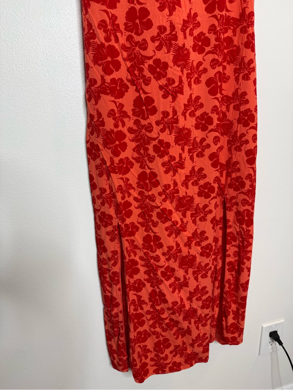 Soft Surroundings Red Hibiscus Twist Front Maxi Dress Tropical Floral Bright Red - Picture 7 of 11